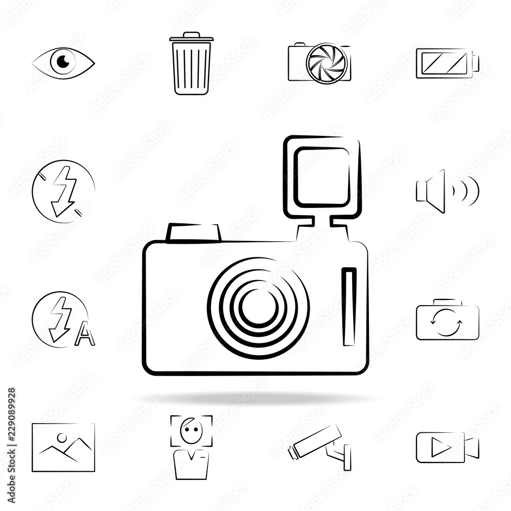 Poster camera outine icon. photo and camera icons universal set for web and mobile