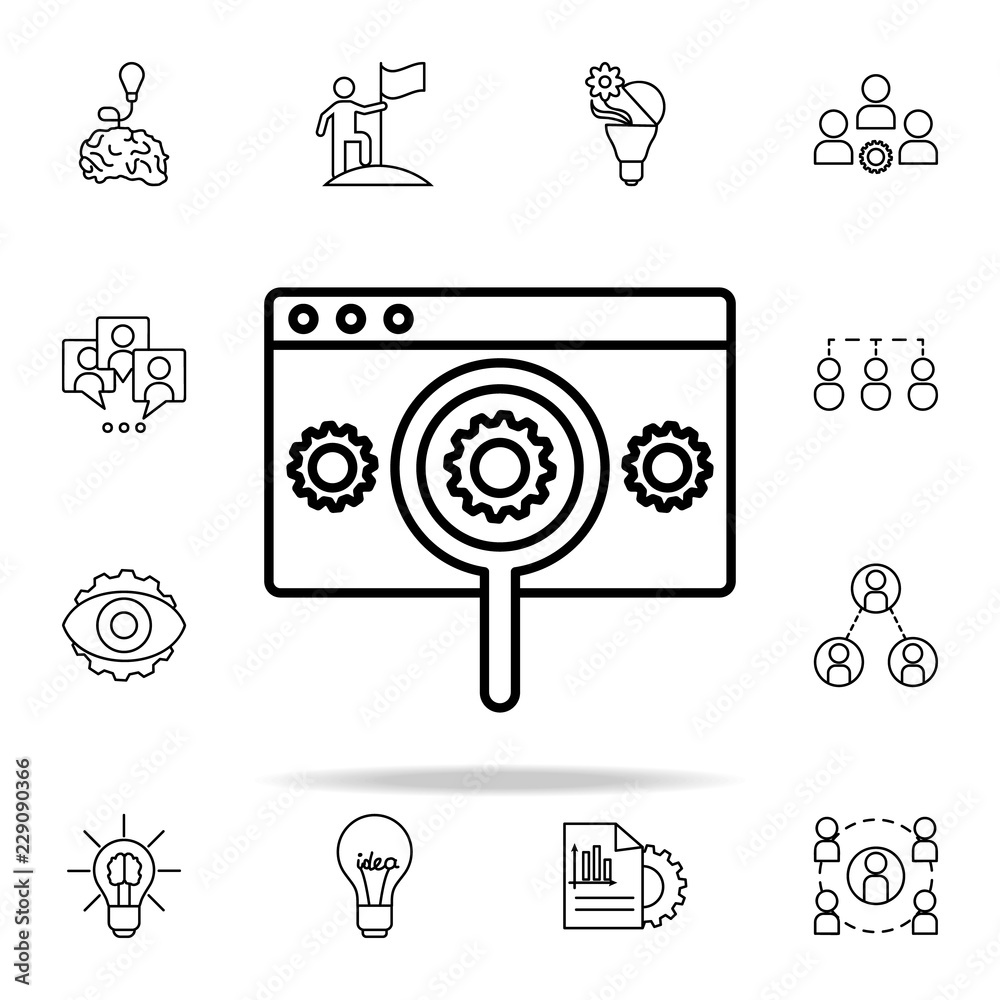 Poster search for browser settings icon. startup icons universal set for web and mobile