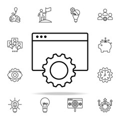 gear and browser icon. Startup icons universal set for web and mobile