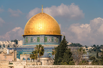 Obraz premium Felsendom vor Klagemauer in Jerusalem, Israel