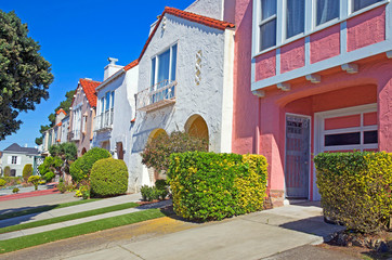 Fototapeta na wymiar Residential district of Outer Sunset in San Francisco, California