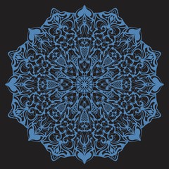 Ornate stylized snowflake or zentangle mandala on dark background
