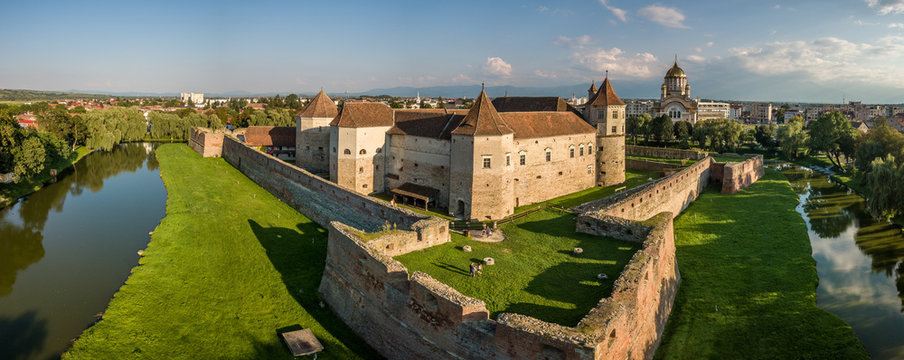 Aerial view of Fagaras Fogaras castle in Transylvania Romania