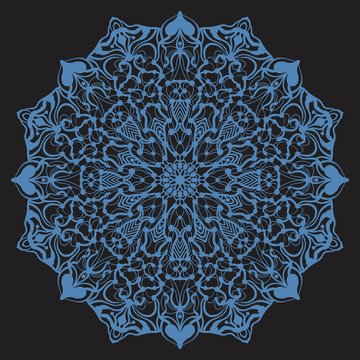 Ornate stylized snowflake or zentangle mandala on dark background