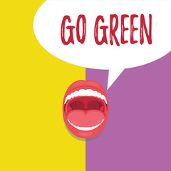 Word writing text Go Green. Business concept for making more environmentally friendly decisions as reduce recycle.