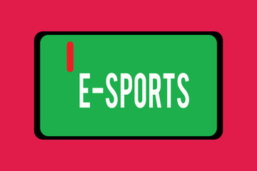Word writing text E Sports. Business concept for multiplayer video game played competitively for spectators.