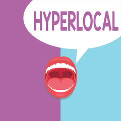 Text sign showing Hyperlocal. Conceptual photo Relating to Concerning a small community or geographical area.