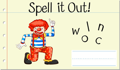 Spell English word clown