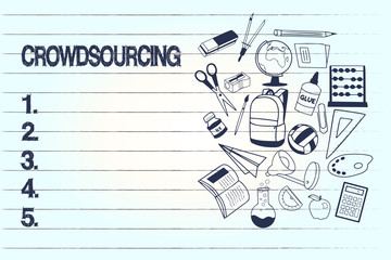 Conceptual hand writing showing Crowdsourcing. Business photo text Obtaining work information from a large group of showing.