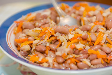 Salad with red beans. Natural products. Salad with vegetables.