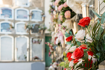 Flowers in a cemetery