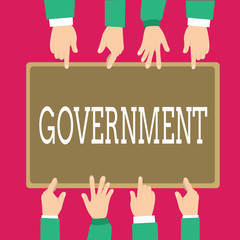 Word writing text Government. Business concept for Group of showing with authority to govern country state company.