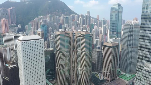 Aerial view of architectures and cityscapes of Hong Kong financial and business distract.  