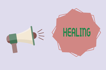 Conceptual hand writing showing Healing. Business photo text process of making or becoming sound or healthy again Helping injured.