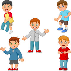 Happy little boys with different activities
