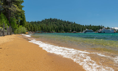 Zephyr Cove Beach is a popular location for weddings and receptions. Common trees found surrounding...