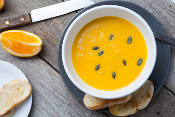 Amazing creamy pumpkin soup.