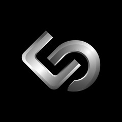 Vector graphic elegant impossible alphabet symbol in two colors with initial Letter C