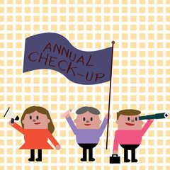 Conceptual hand writing showing Annual Check Up. Business photo showcasing yearly evaluation and examination of demonstrating s is health status.