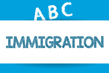 Text sign showing Immigration. Conceptual photo Action of coming to live peranalysisently in a foreign country..