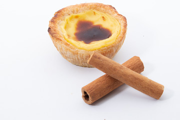 Pasteis de Belem is a typical Portuguese egg tart pastries. Pastel de nata.