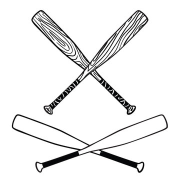 Wooden baseball bats logo symbol in cartoon style
