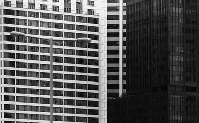 modern building exterior, architecture, close up with black and white color 