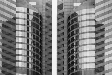 Fototapeta premium modern building exterior, architecture, close up with black and white color 