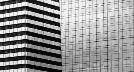 modern building exterior, architecture, close up with black and white color 