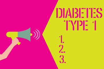 Word writing text Diabetes Type 1. Business concept for condition in which the pancreas produce little or no insulin.