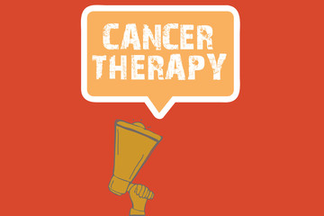 Text sign showing Cancer Therapy. Conceptual photo Treatment of cancer in a patient with surgery Chemotherapy.