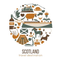 Scotland travel collection. Vector Illustration.