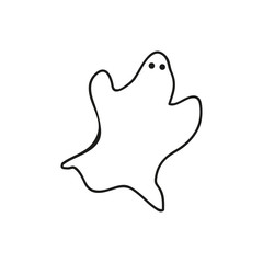 Flying ghosts. Hand drawn Halloween celebration design element symbol. Vector illustration in black isolated over white.