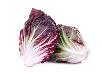 Fototapeta premium two whole red radicchio isolated on white background
