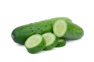 cucumber with slices isolated on white background