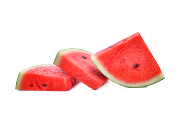 sliced fresh watermelon isolated on white background © boonchuay1970