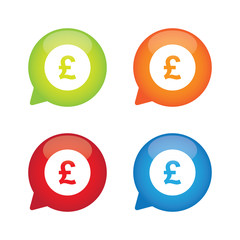 Colorful Glossy Poundsterling Speech Bubble Labels