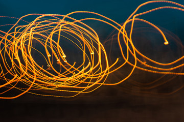Creative sketching. Drawing light at night. Tenerife. Canary Islands..Spain