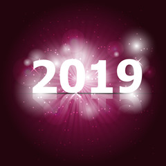 2019 Happy New Year on pink background