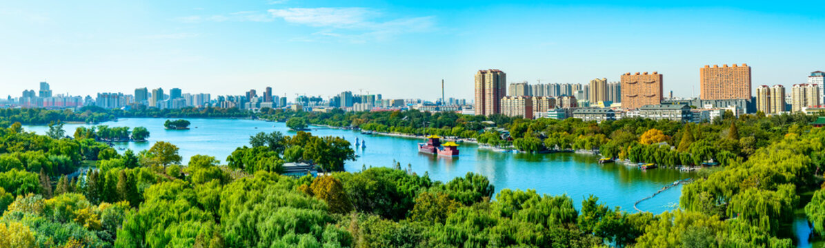 Panorama of Daming Lake, Ji'nan, China..