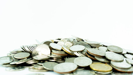 Money coin group on white color background