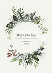 Floral frame for invitation cards and graphics.