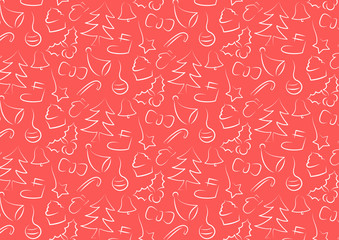 Merry Christmas icon hand drawn style seamless pattern. Vector illustration wallpaper and background.