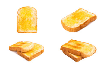 Set of Roasted bread isolated on white background.