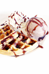 Waffles and ice cream