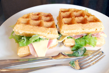 Ham and Cheese Waffle