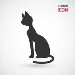 Cat icon. Silhouette of cat vector icon. Pet illustration.
