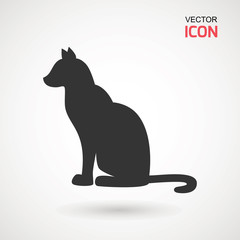 Cat icon. Silhouette of cat vector icon. Pet illustration.