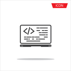Coding icon vector, coding in computer isolated on background.