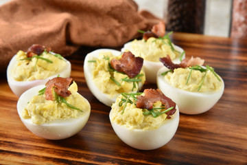 Deviled eggs with bacon